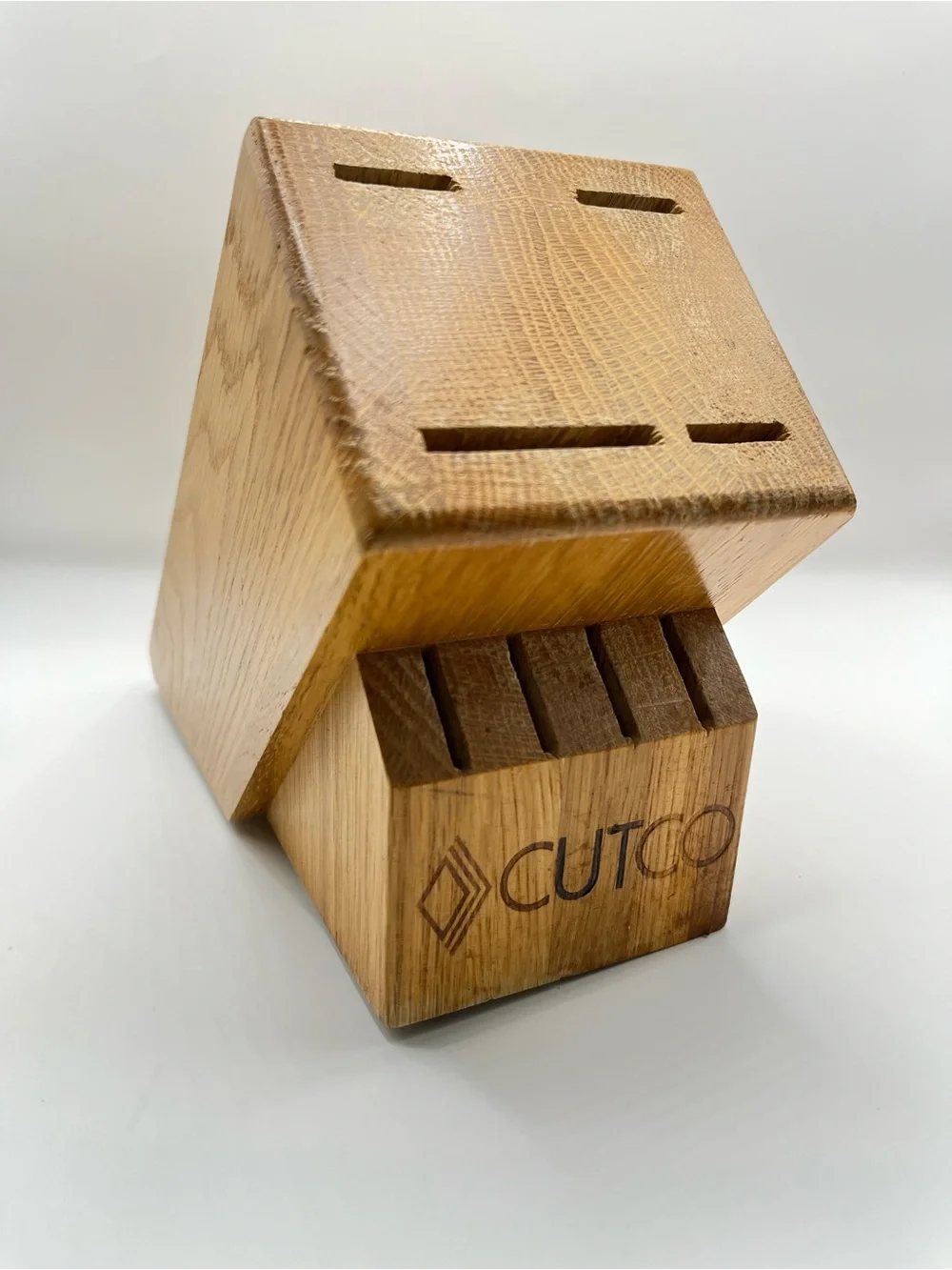 Vtg CUTCO Solid Wood Knife Block - 8-Slot Countertop- Made in USA